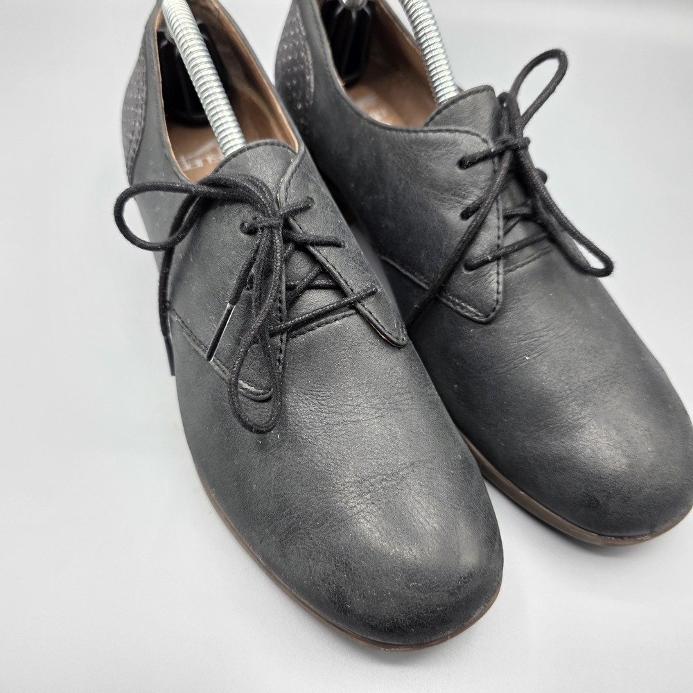 Dansko Louise Oxfords Womens 37 Black Gray Leather Metallic Lace Up Derby Shoes - Picture 2 of 14